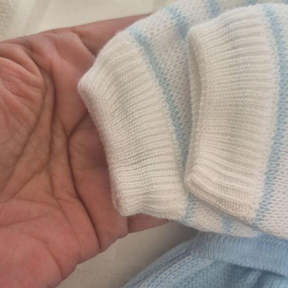 Charming Blue Baby Footie with Bear Embroidery - Picture 12 of 16